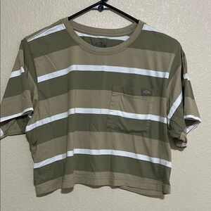 Women's Dickies Olive and White Striped Tee